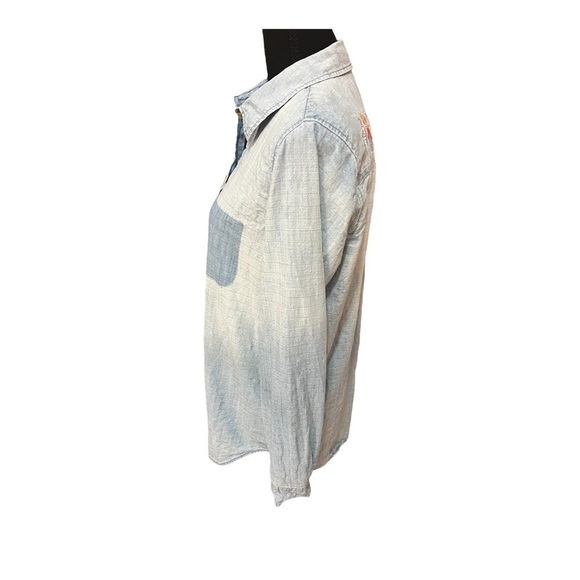 Maeve Boise Embroidered Chambray Button Down Top Extra Small - Picture 4 of 11